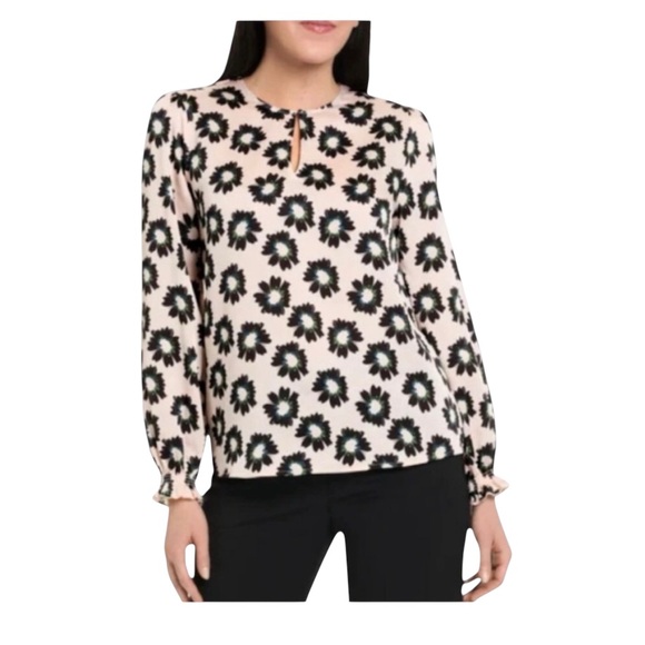 Ted Baker Tops - Ted Baker Pink Floral Long Sleeve Blouse Sz M